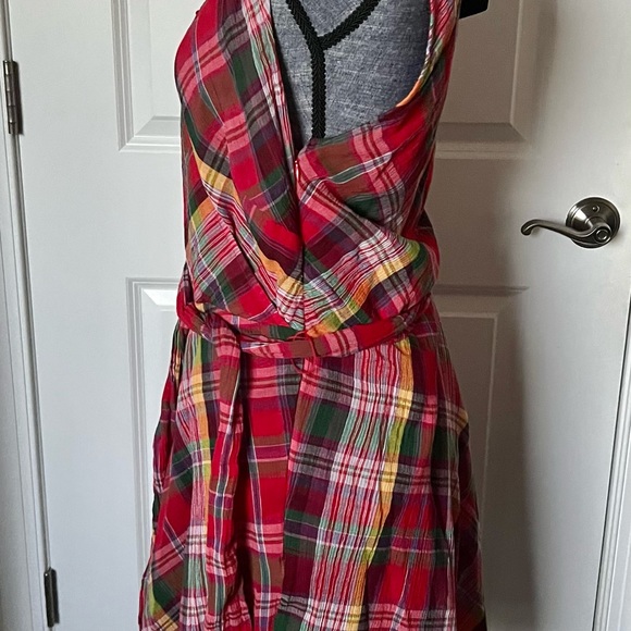 NWT Lauren Ralph Lauren Women’s Sleeveless Plaid Crinkle Cotton Dress Size 8 - Picture 9 of 13
